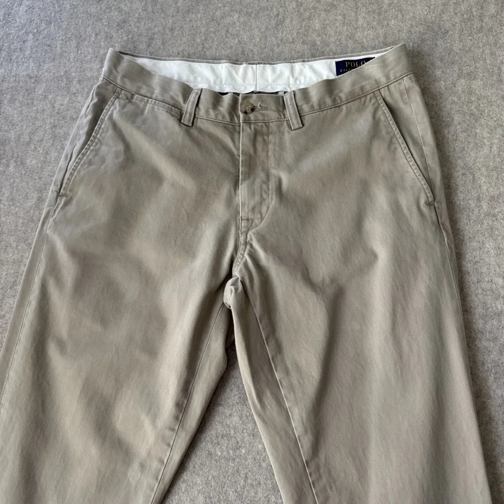Polo Ralph Lauren Slim Fit Chino Pants Mens Actual 32x32 Khaki Cotton Flat Front